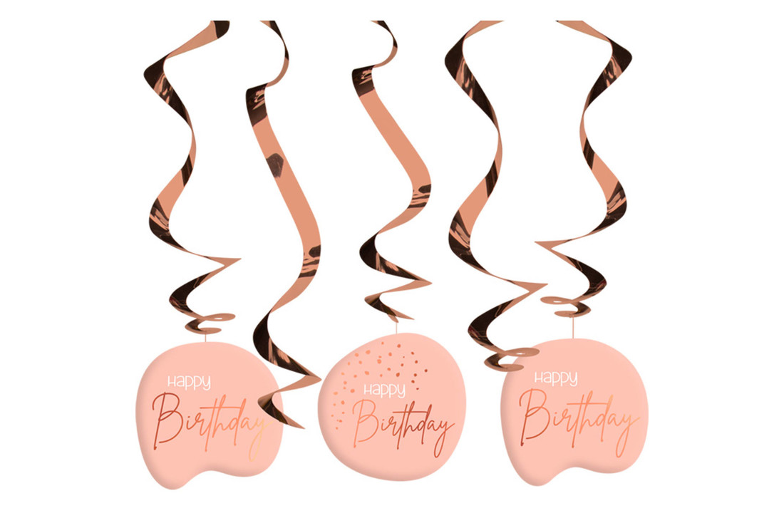 Hangdecoratie Luxe Roze Happy Birthday - 5 stuks