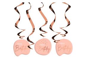 Hangdecoratie Luxe Roze Happy Birthday - 5 stuks