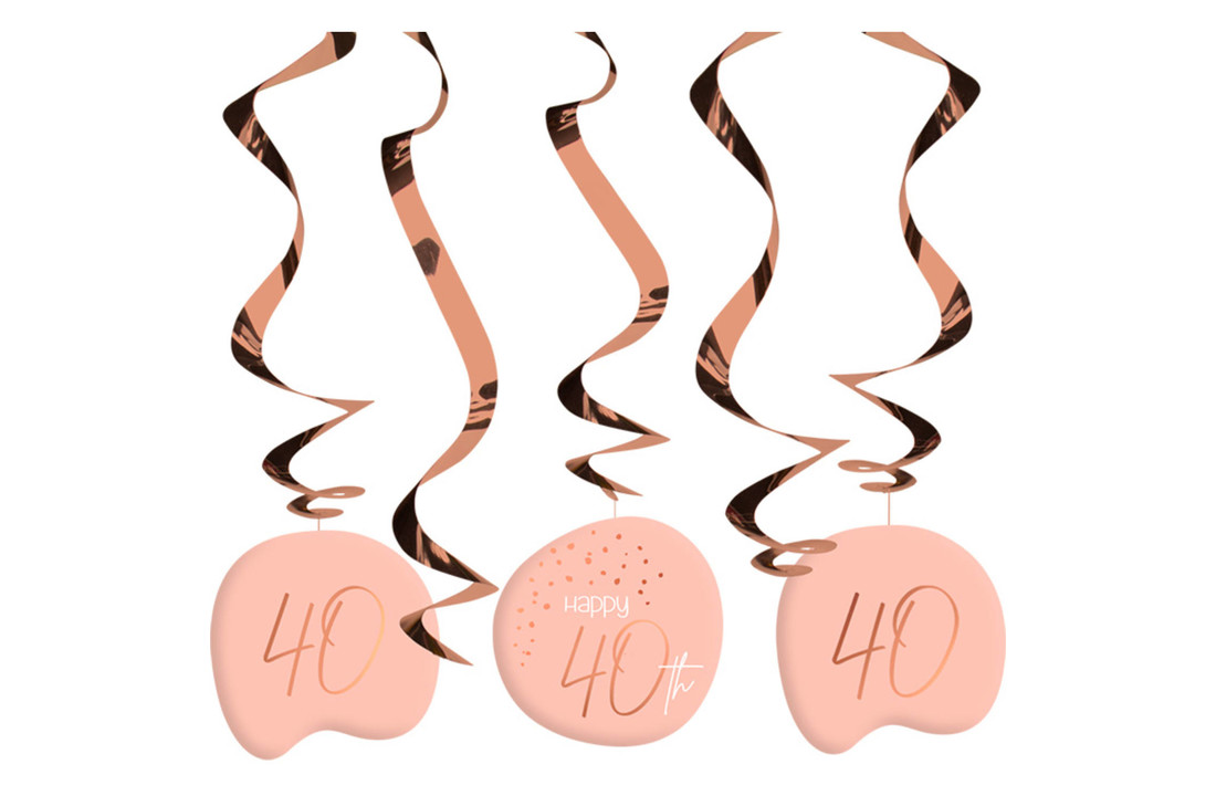 Hangdecoratie Luxe Roze 40 Jaar - 5 stuks