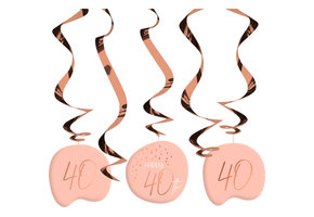 Hangdecoratie Luxe Roze 40 Jaar - 5 stuks