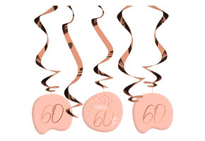 Hangdecoratie Luxe Roze 60 Jaar - 5 stuks