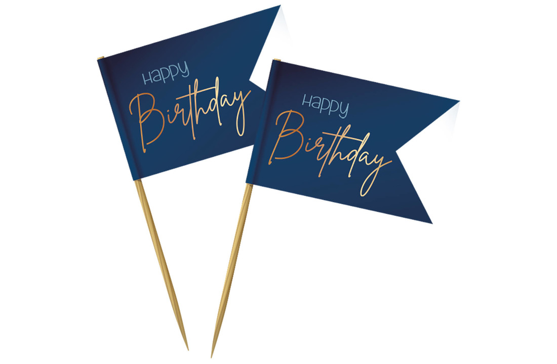 Prikkers Luxe Blauw Happy Birthday - 36 stuks