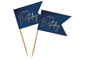 Prikkers Luxe Blauw Happy Birthday - 36 stuks