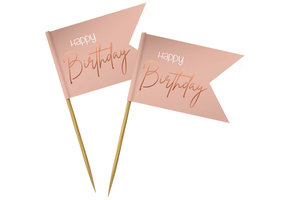 Prikkers Luxe Roze Happy Birthday - 36 stuks