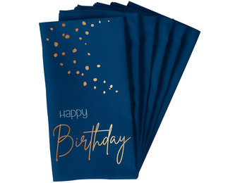 Servetten Luxe Blauw Happy Birthday 33x33cm - 10 stuks