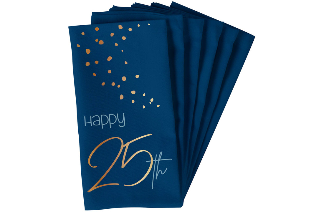 Servetten Luxe Blauw 25 Jaar 33x33cm - 10 stuks