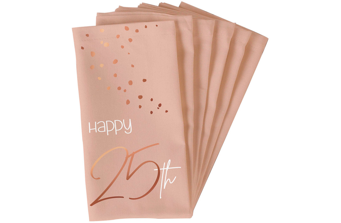 Servetten Luxe Roze 25 Jaar 33x33cm - 10 stuks
