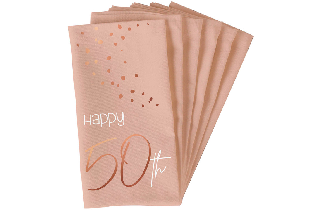 Servetten Luxe Roze 50 Jaar 33x33cm - 10 stuks