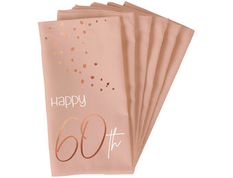 Servetten Luxe Roze 60 Jaar 33x33cm - 10 stuks