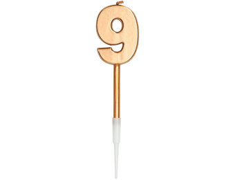 Kaars Cijfer 9 Brons Metallic - 14cm