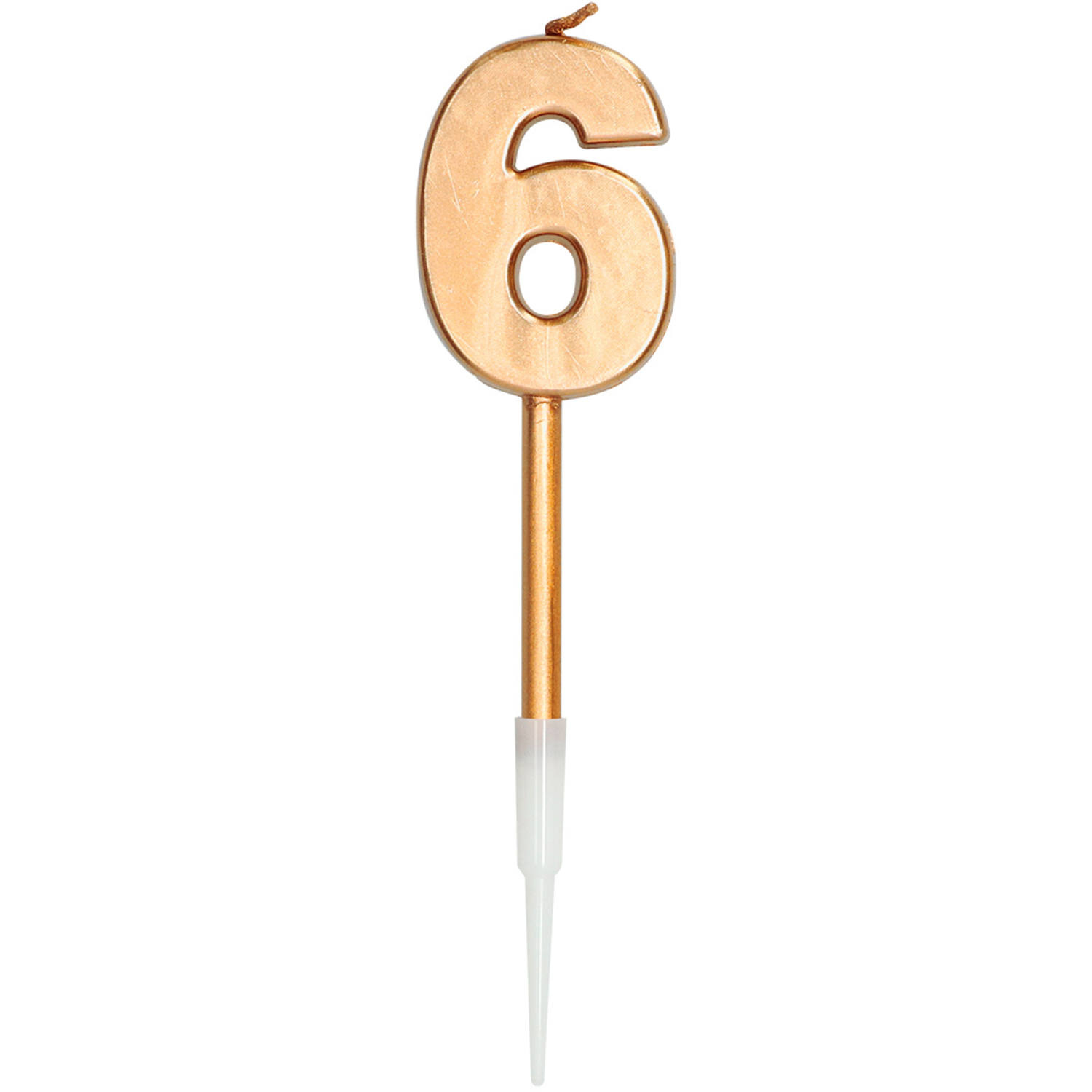 Kaars Cijfer 6 Brons Metallic - 14cm