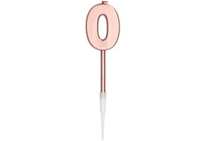 Kaars Cijfer 0 Roségoud Metallic - 14cm