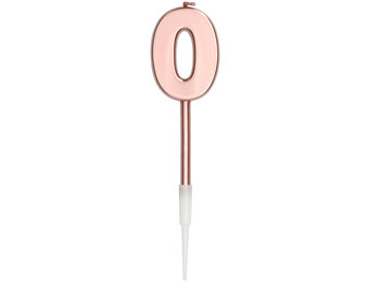 Kaars Cijfer 0 Roségoud Metallic - 14cm