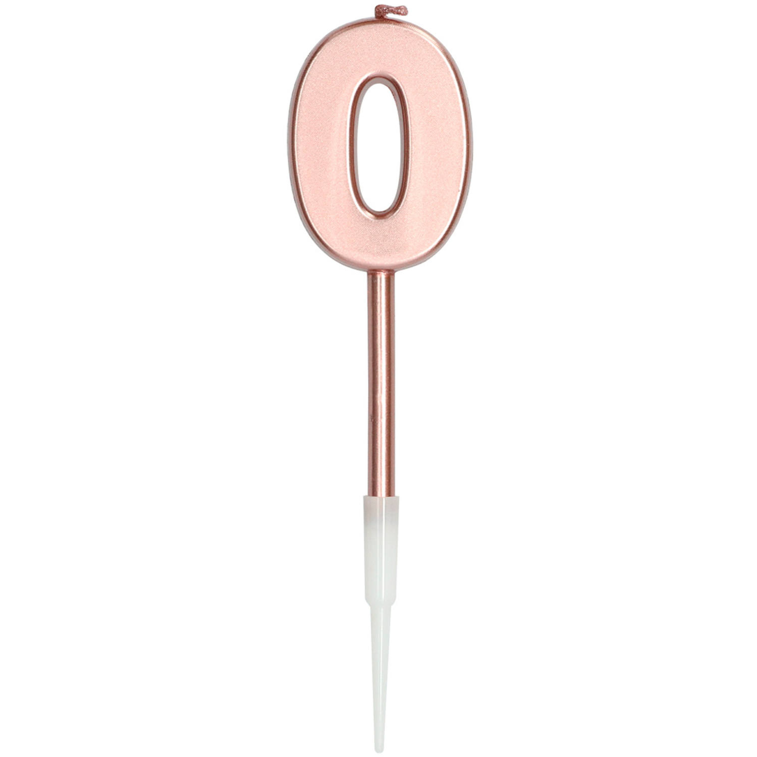 Kaars Cijfer 0 Roségoud Metallic - 14cm
