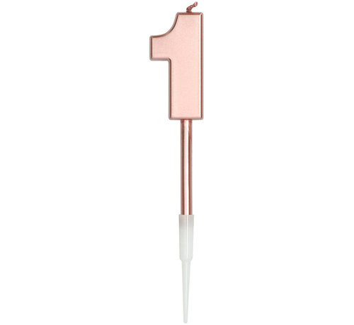 Kaars Cijfer 1 Roségoud Metallic - 14cm