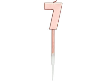 Kaars Cijfer 7 Roségoud Metallic - 14cm