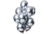 Ballonnen Mirror Chrome Zilver 33cm - 12 stuks
