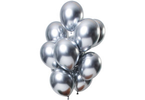 Ballonnen Mirror Chrome Zilver 33cm - 12 stuks