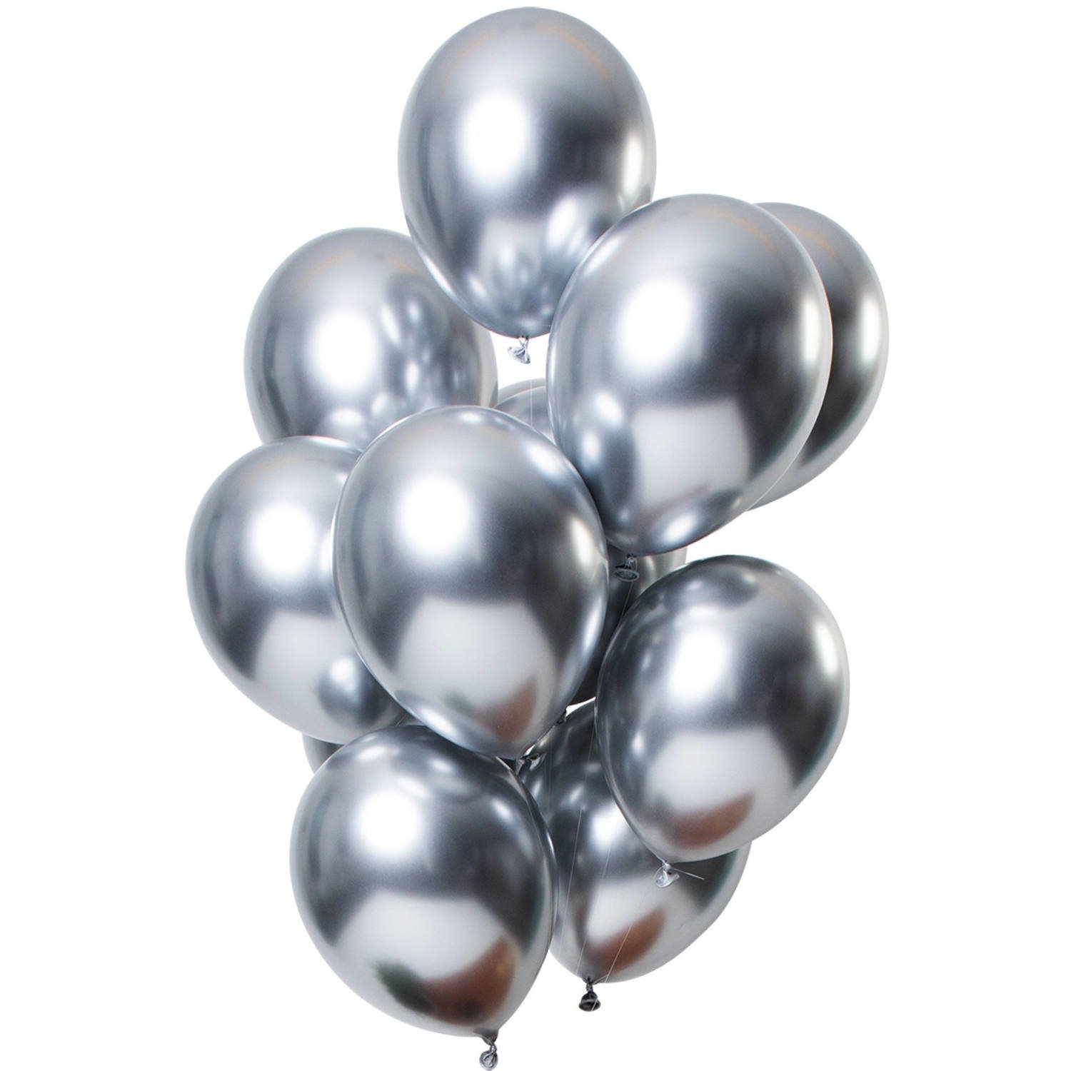 Ballonnen Mirror Chrome Zilver 33cm - 12 stuks