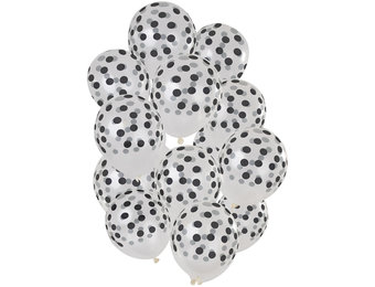 Ballonnen Stippen Zwart 30cm - 15 stuks