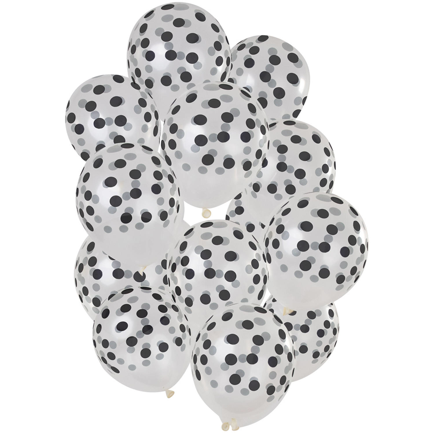 Ballonnen Stippen Zwart 30cm - 15 stuks