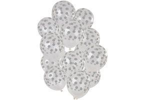 Ballonnen Stippen Zilver 30cm - 15 stuks