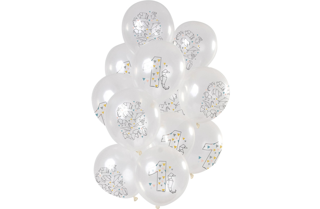 Ballonnen Origami 1 jaar 30cm - 12 stuks