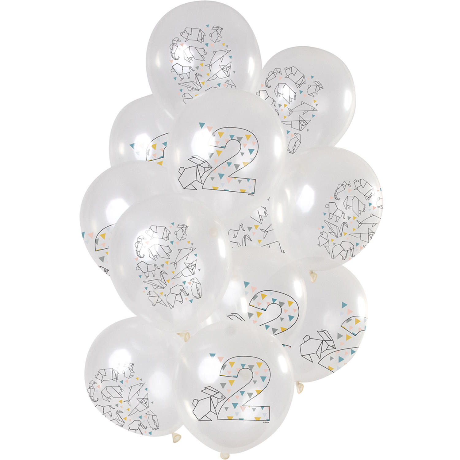 Ballonnen Origami 2 jaar 30cm - 12 stuks