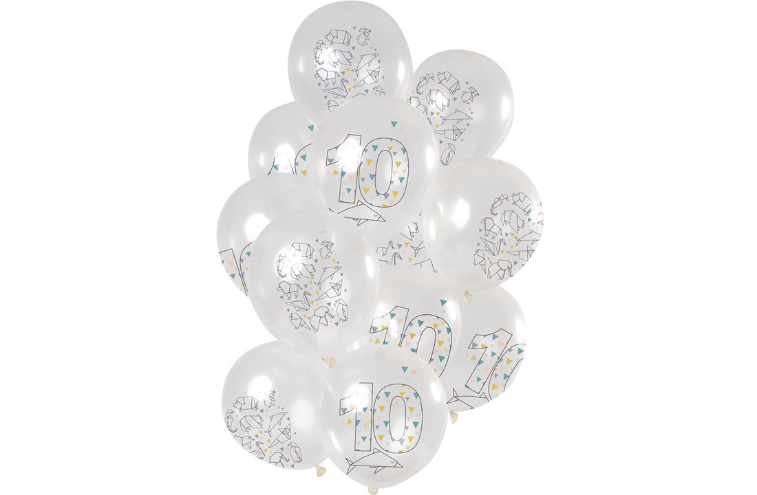 Ballonnen Origami 10 jaar 30cm - 12 stuks
