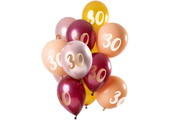 Ballonnen Set 30 Jaar Roze/Goud 30cm - 12 stuks