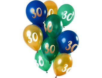 Ballonnen Set 30 Jaar Groen/Goud 30cm - 12 stuks