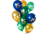Ballonnen Set 25 Jaar Groen/Goud 30cm - 12 stuks