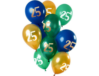 Ballonnen Set 25 Jaar Groen/Goud 30cm - 12 stuks