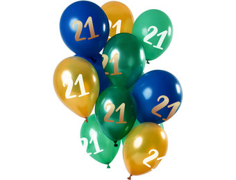 Ballonnen Set 21 Jaar Groen/Goud 30cm - 12 stuks