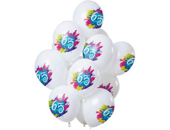 Ballonnen Color Splash 65 Jaar - 12 stuks