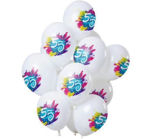 Ballonnen Color Splash 55 Jaar - 12 stuks