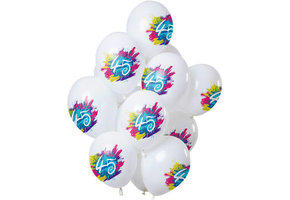 Ballonnen Color Splash 45 Jaar - 12 stuks