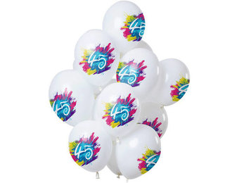 Ballonnen Color Splash 45 Jaar - 12 stuks