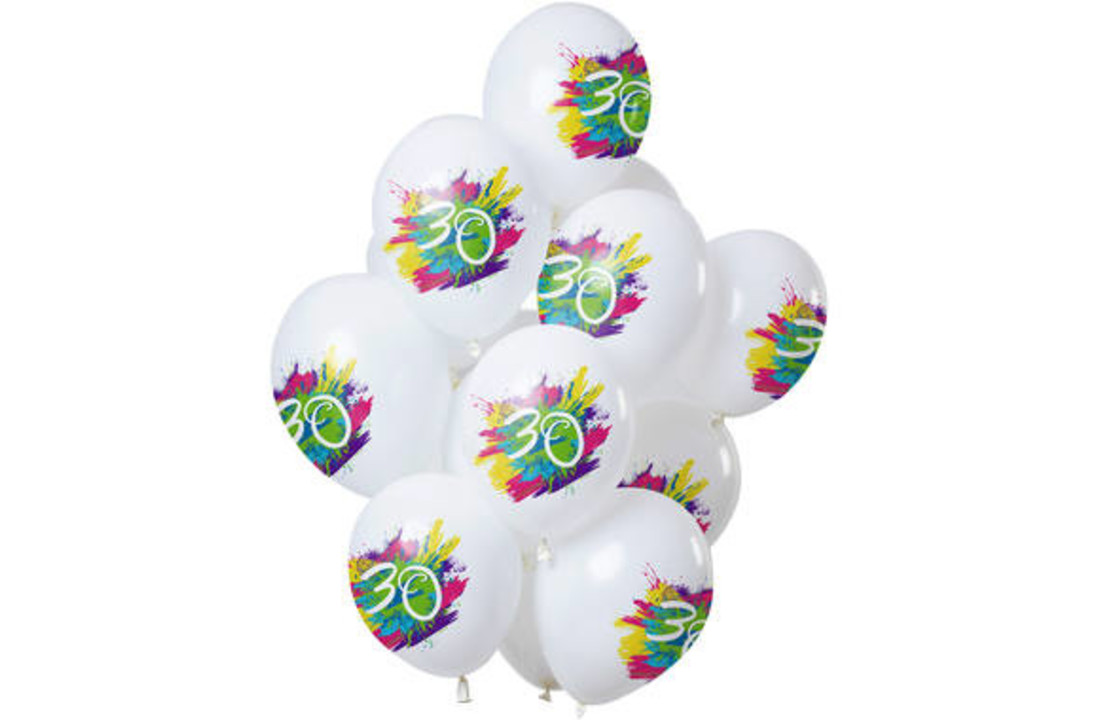 Ballonnen Color Splash 30 Jaar - 12 stuks