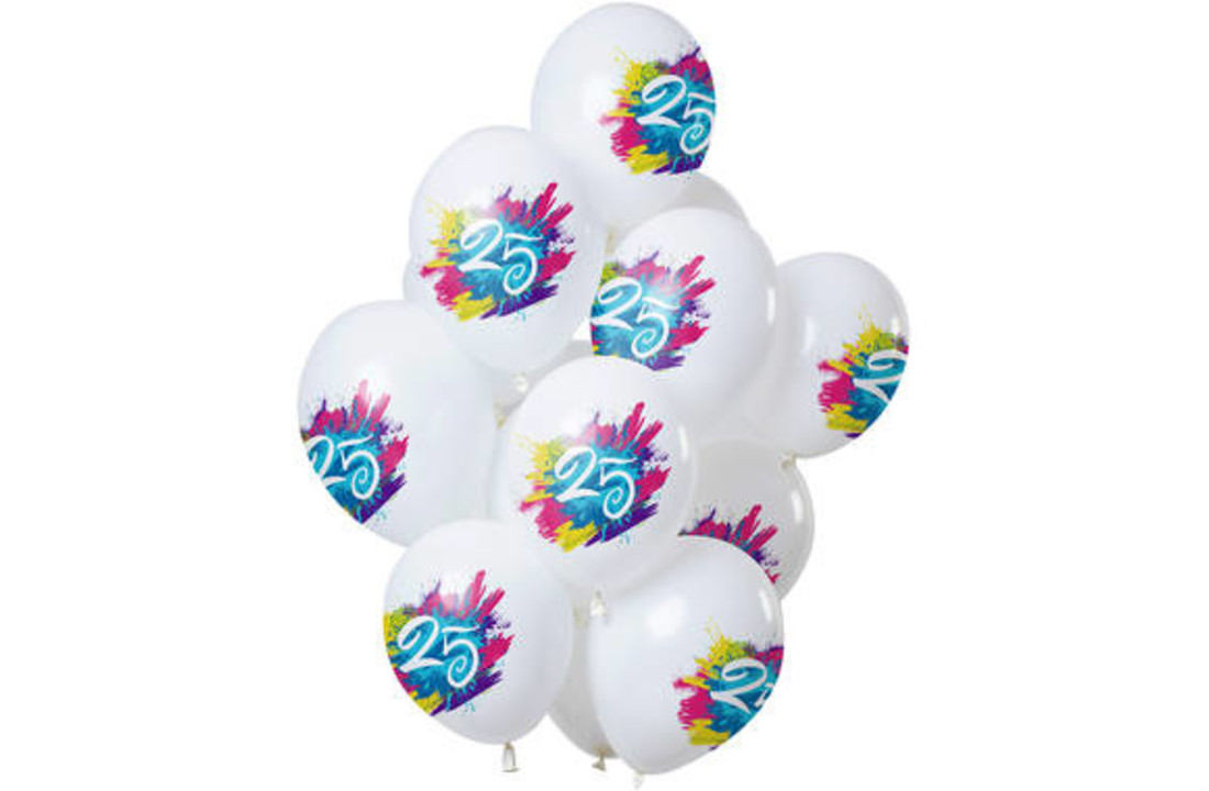 Ballonnen Color Splash 25 Jaar - 12 stuks