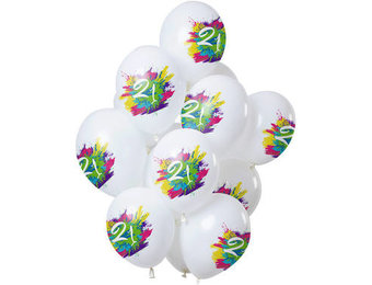 Ballonnen Color Splash 21 Jaar - 12 stuks