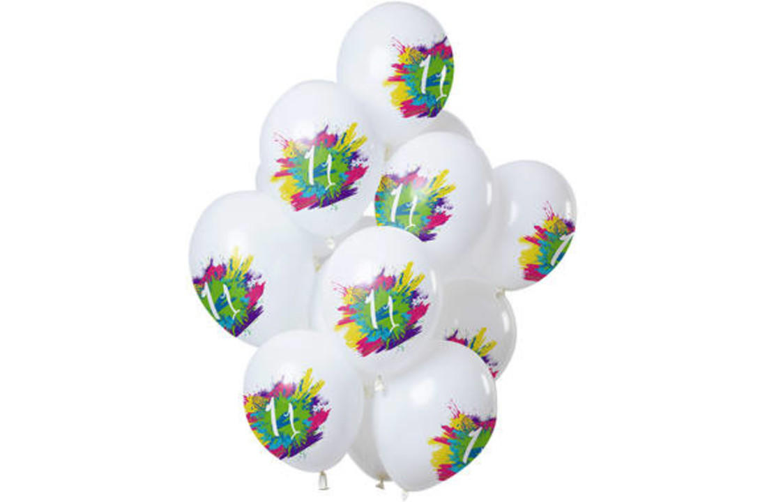 Ballonnen Color Splash 11 Jaar - 12 stuks