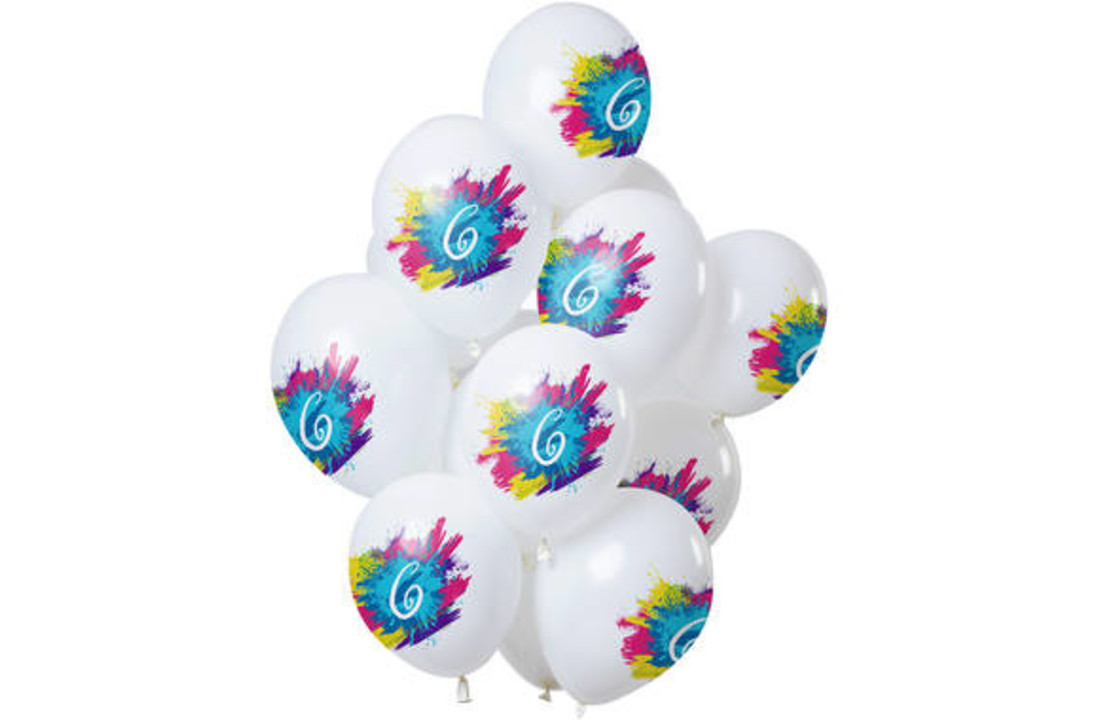 Ballonnen Color Splash 6 Jaar - 12 stuks