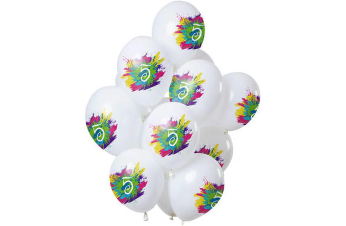 Ballonnen Color Splash 5 Jaar - 12 stuks