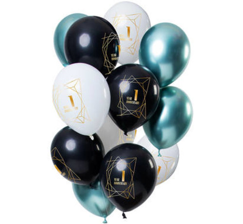 Ballonnen Jubileum 1 Jaar - 12 stuks