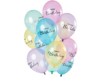 Ballonnen Happy Birthday Pastel - 12 stuks