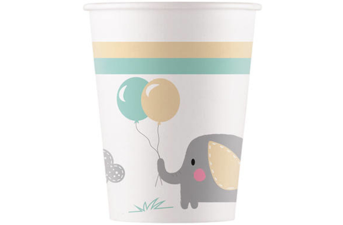 Bekers Papier Composteerbaar Baby Olifant - 8 stuks