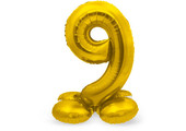 Cijfer Ballon Goud 9 Met Standaard - 72 cm