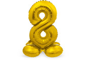 Cijfer Ballon Goud 8 Met Standaard - 72 cm