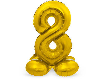 Cijfer Ballon Goud 8 Met Standaard - 72 cm